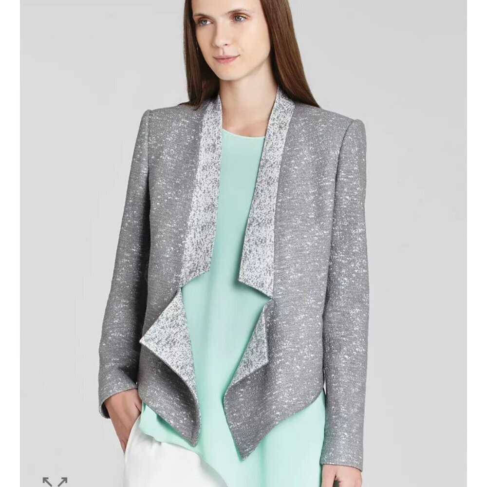 BCBGMaxAzria Gray Tweed 'Candice" Draped Blazer, Size Medium